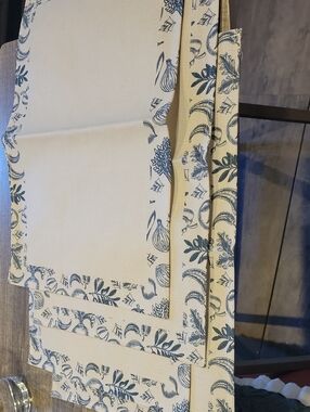 Placemat Set Of 4,Dk.Green,Natural Beige Canvas,New, Botanical